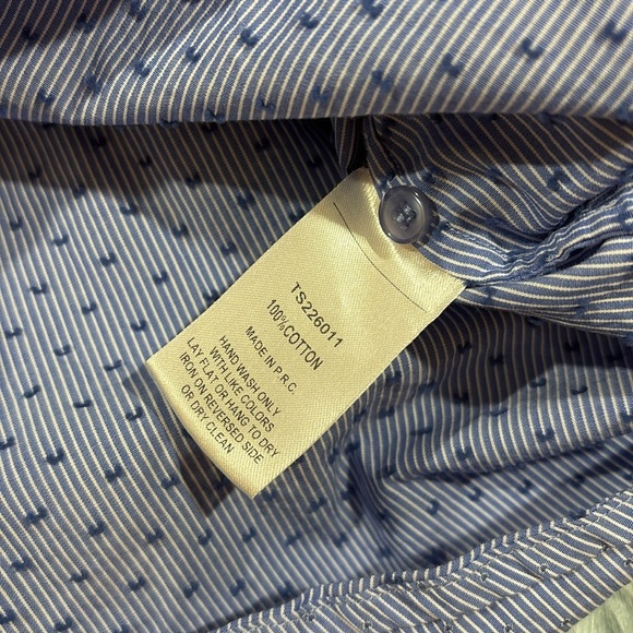 The Shirt Rochelle Behrens Stripe Ruffle Trim Button Front Blouse - Picture 9 of 9